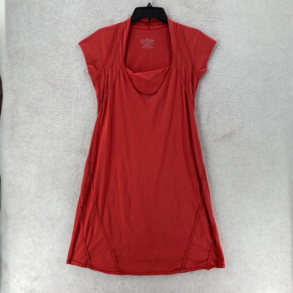 Neon Buddha Dress Womens Small Knee Length Red Casual Short Sleeve‎ Stretchy - Picture 1 of 13